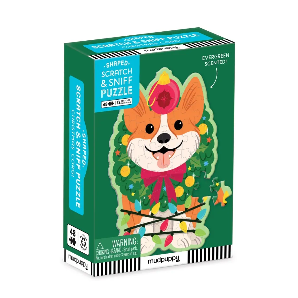 Mudpuppy Christmas Corgi 48 piese mini puzzle parfumat