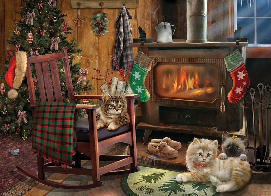 Cobble Hill Kittens by the Stove puzzle 500 piese pisici