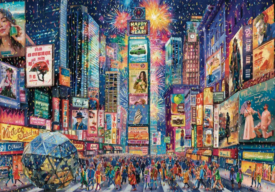 Mosaic Puzzles New Year's Eve in Times Square puzzle 1000 piese lumini