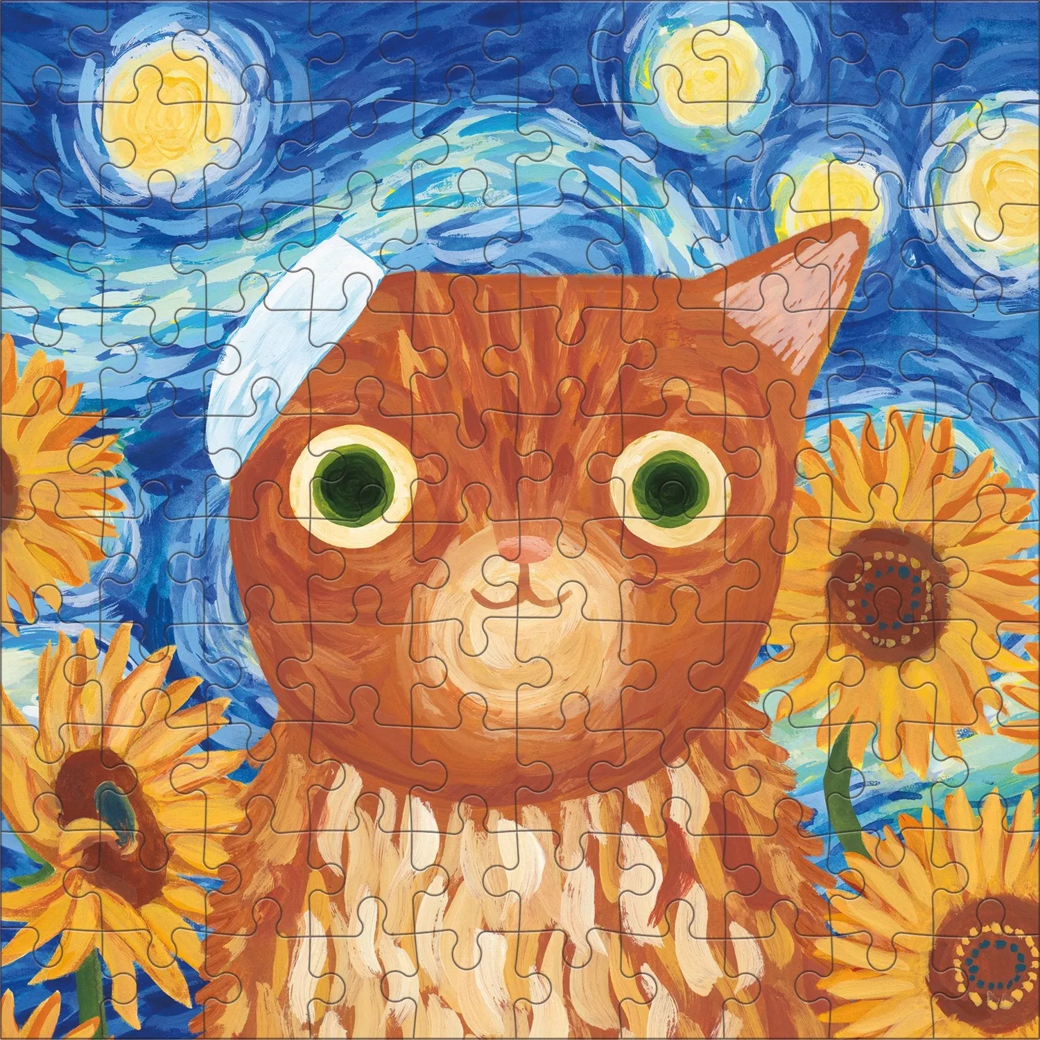 Mudpuppy Artsy Cats Vincat van Gogh puzzle 100 piese tablă