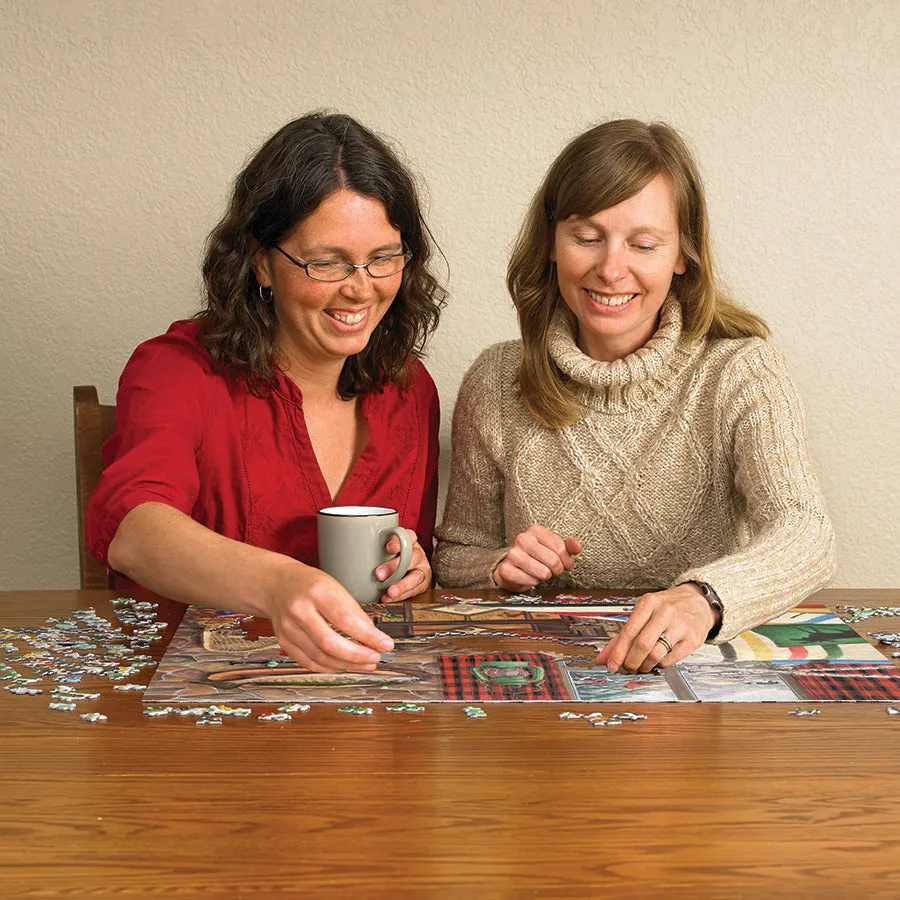 Cobble Hill Lodge Cat puzzle 1000 piese iarna