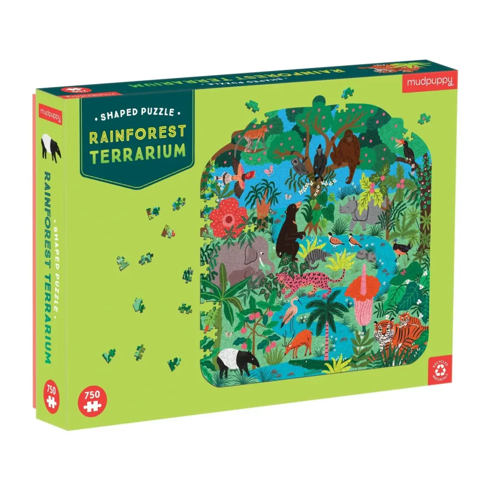 Mudpuppy Rainforest Terrarium puzzle 750 piese contur jungla