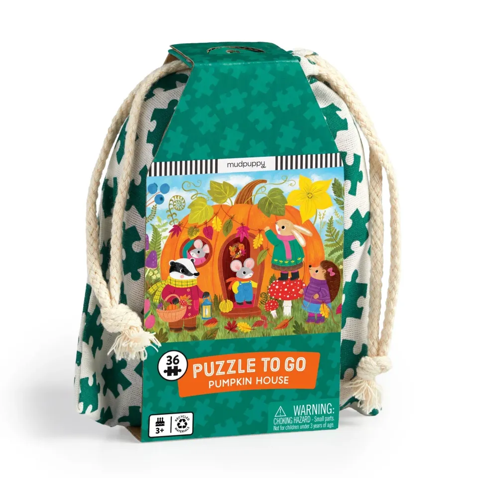 Mudpuppy Pumpkin House puzzle 36 piese cu săculeț