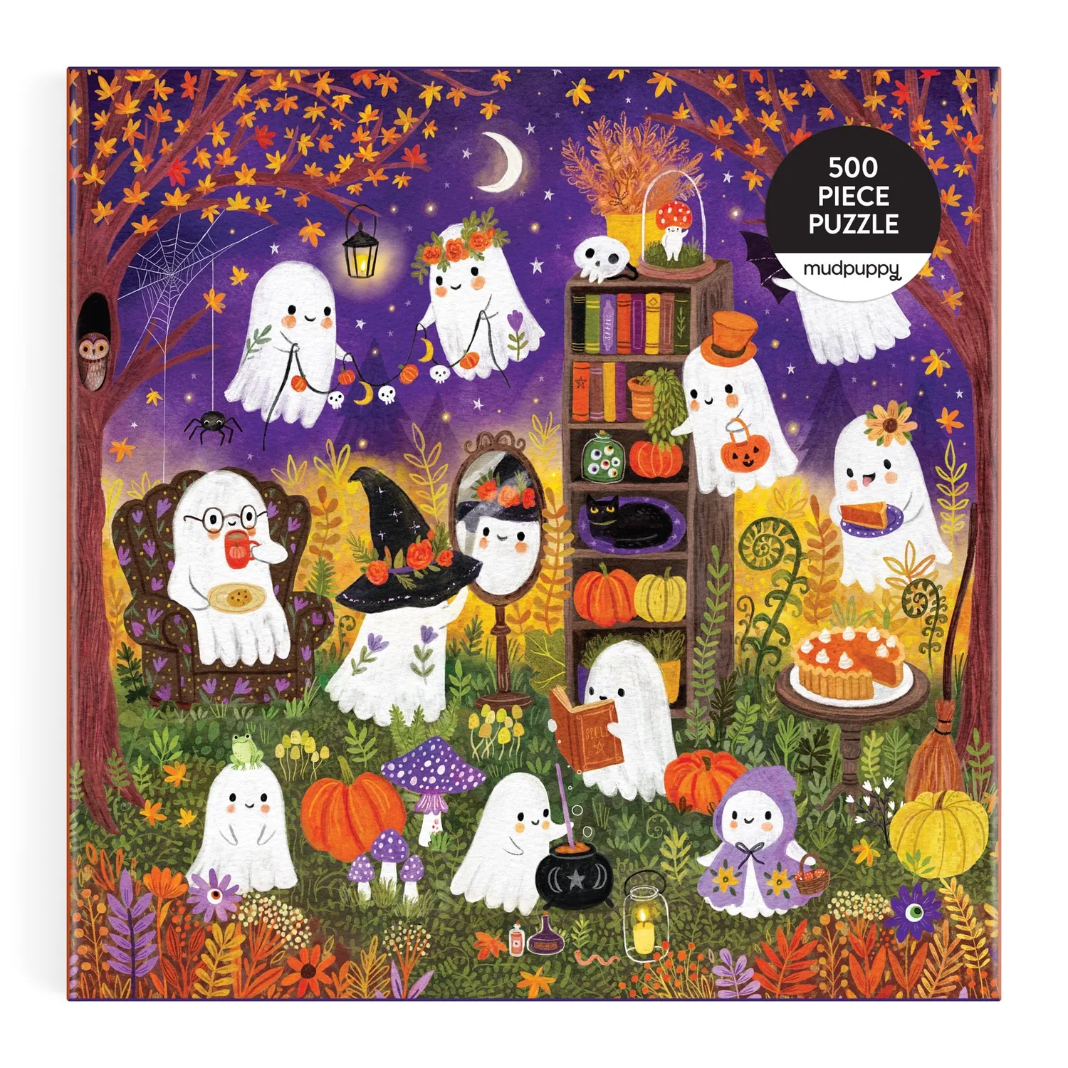 Mudpuppy Ghostly Gathering puzzle 500 piese familie Halloween