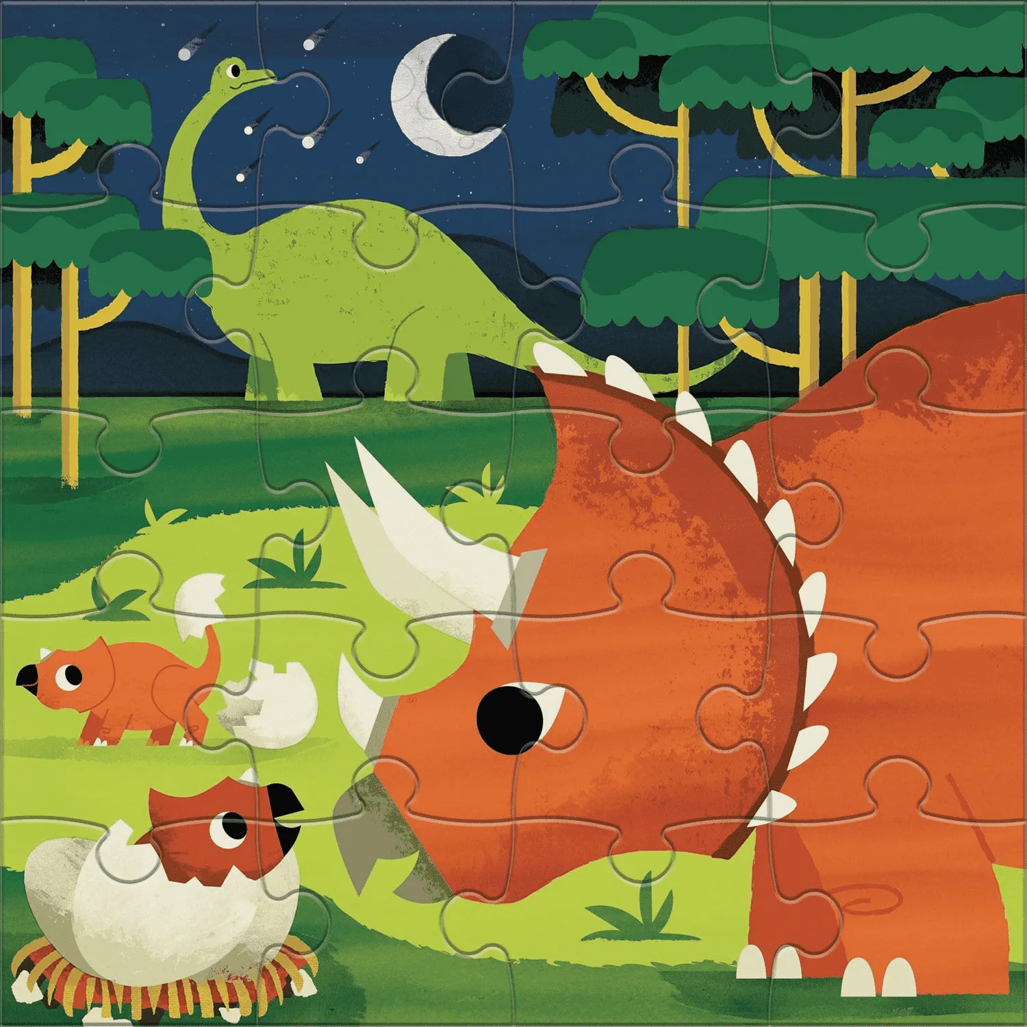 Mudpuppy Mighty Dinosaurs puzzle magnetic 2x20 piese