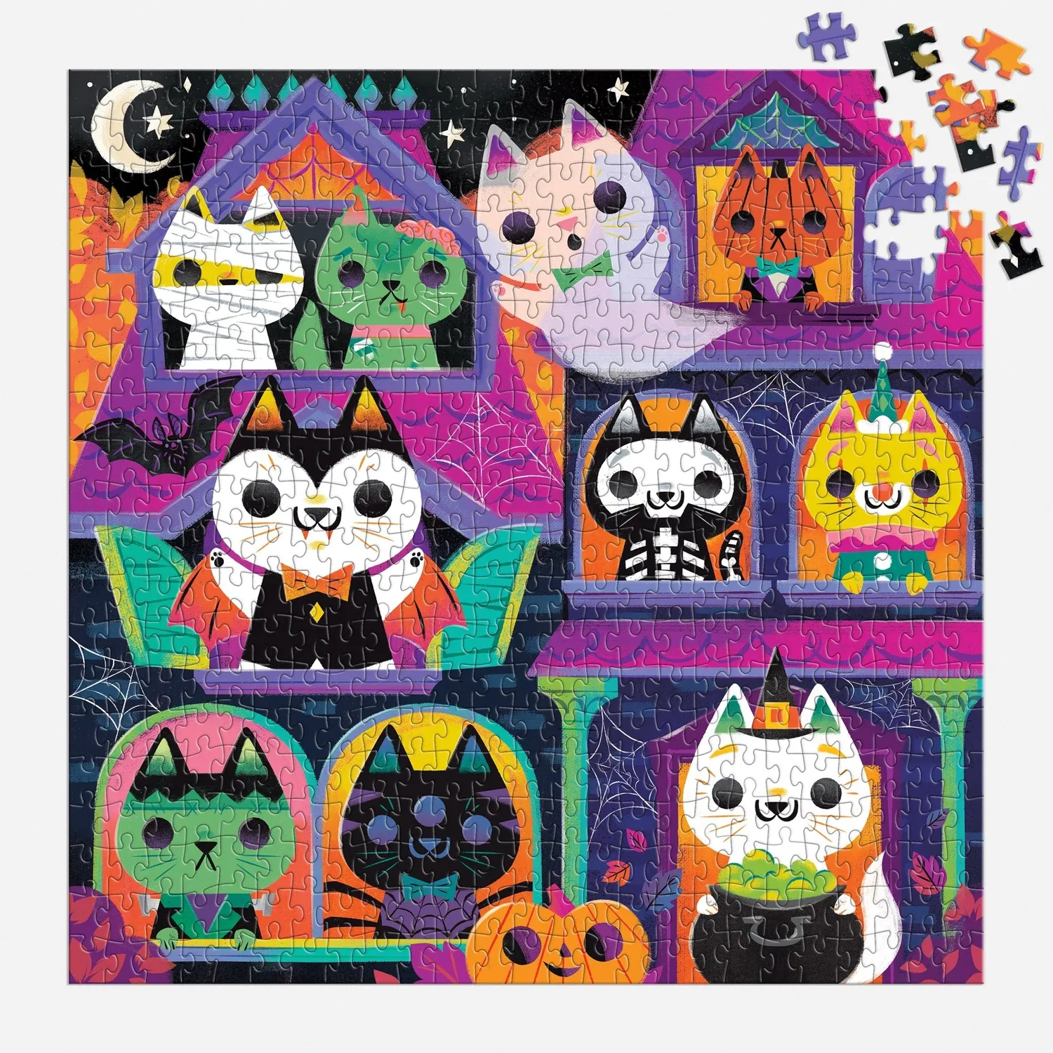 Mudpuppy Haunted House Cats puzzle 300 piese fosforescent