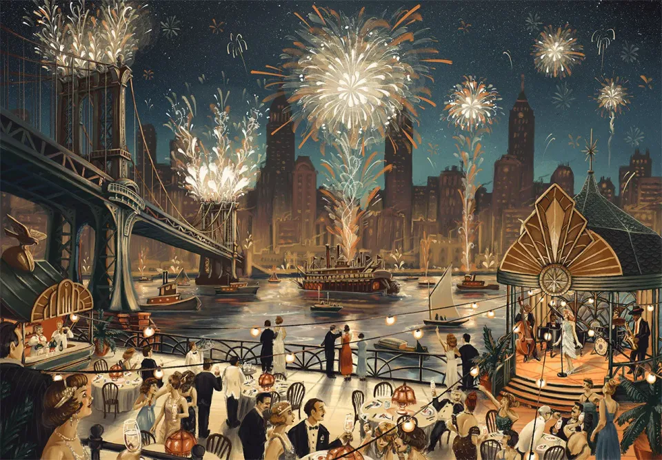 Mosaic Puzzles Foxtrotting Revelion puzzle lemn 1000 piese