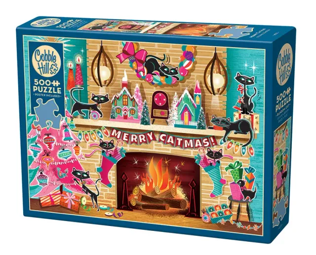 Cobble Hill Merry Catmas puzzle 500 piese Crăciun