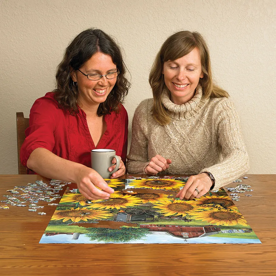 Cobble Hill Country Paradise puzzle 500 piese ferma flori