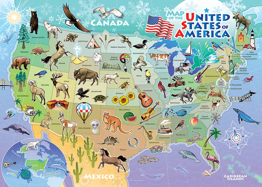 Cobble Hill USA Map puzzle tava 35 piese copii