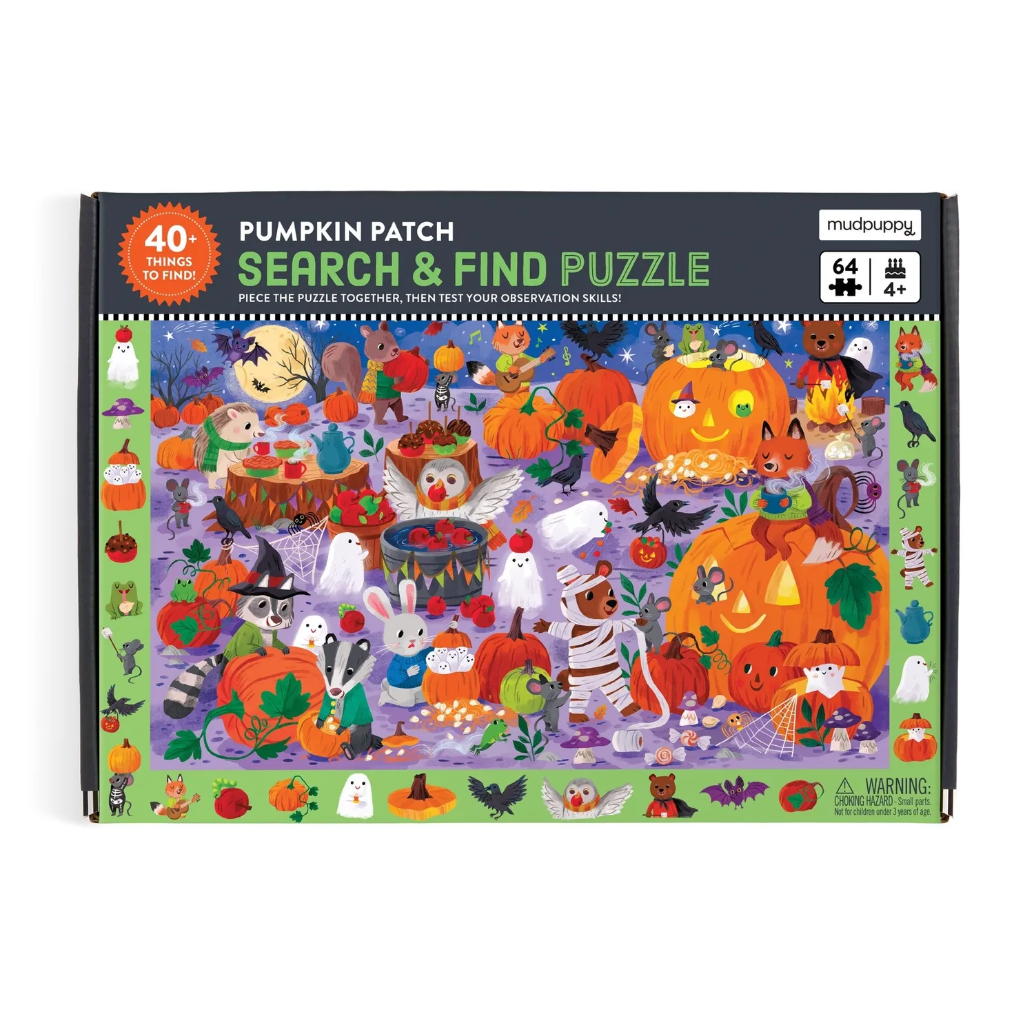 Mudpuppy Pumpkin Patch puzzle 64 piese search find Halloween