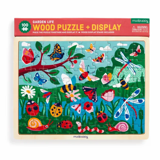Mudpuppy Garden Life puzzle lemn 100 piese cu suport gradina